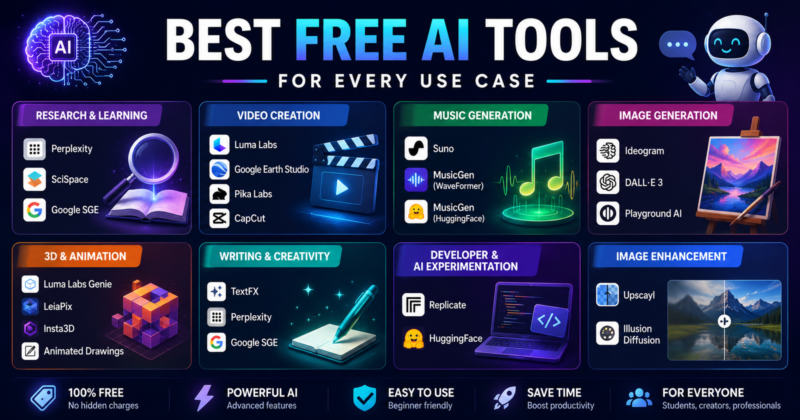 Free AI Tools: The Ultimate List for Every Use Case